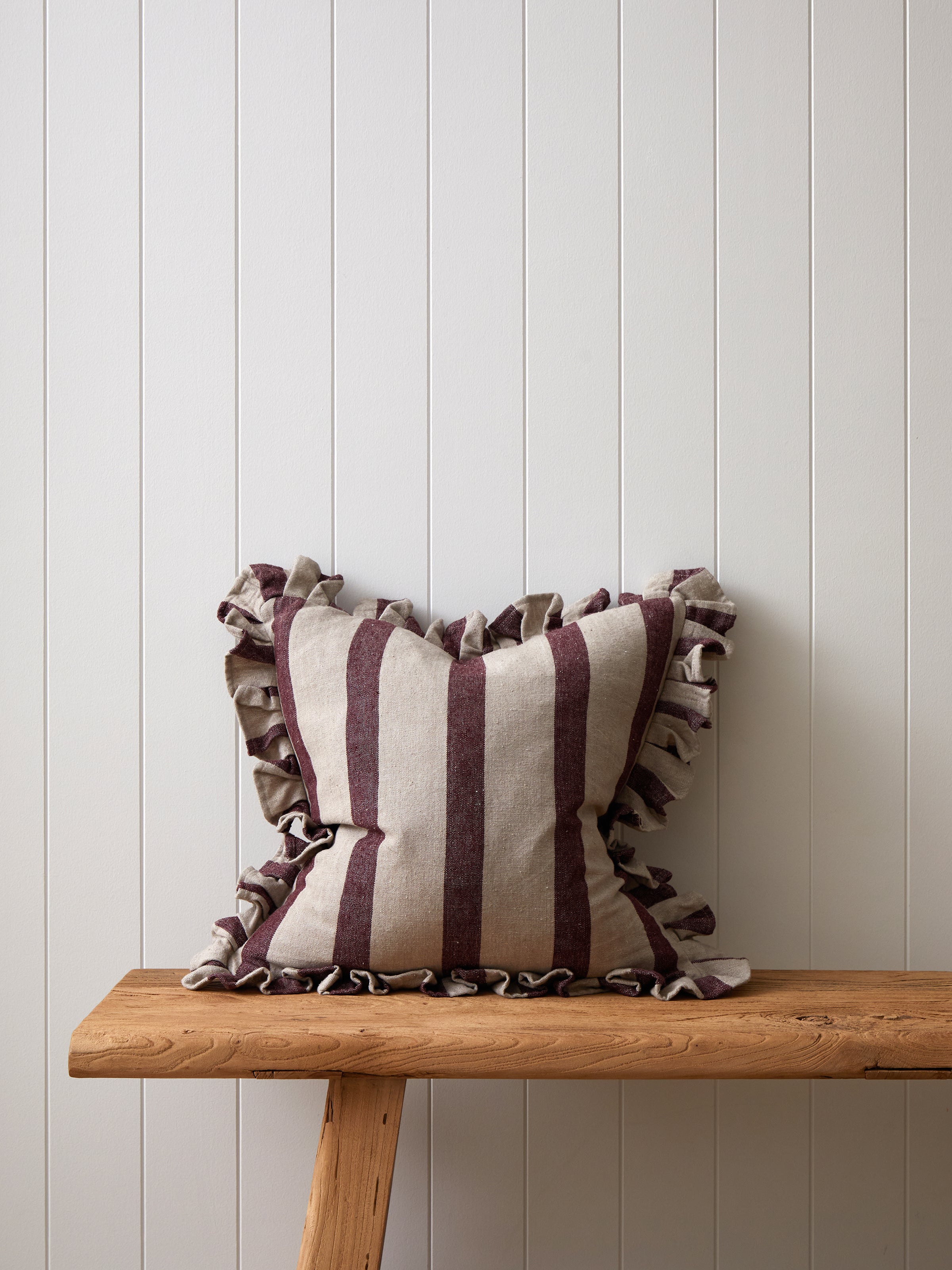 Alba Square Cushion Cover | Merlot Stripe-1