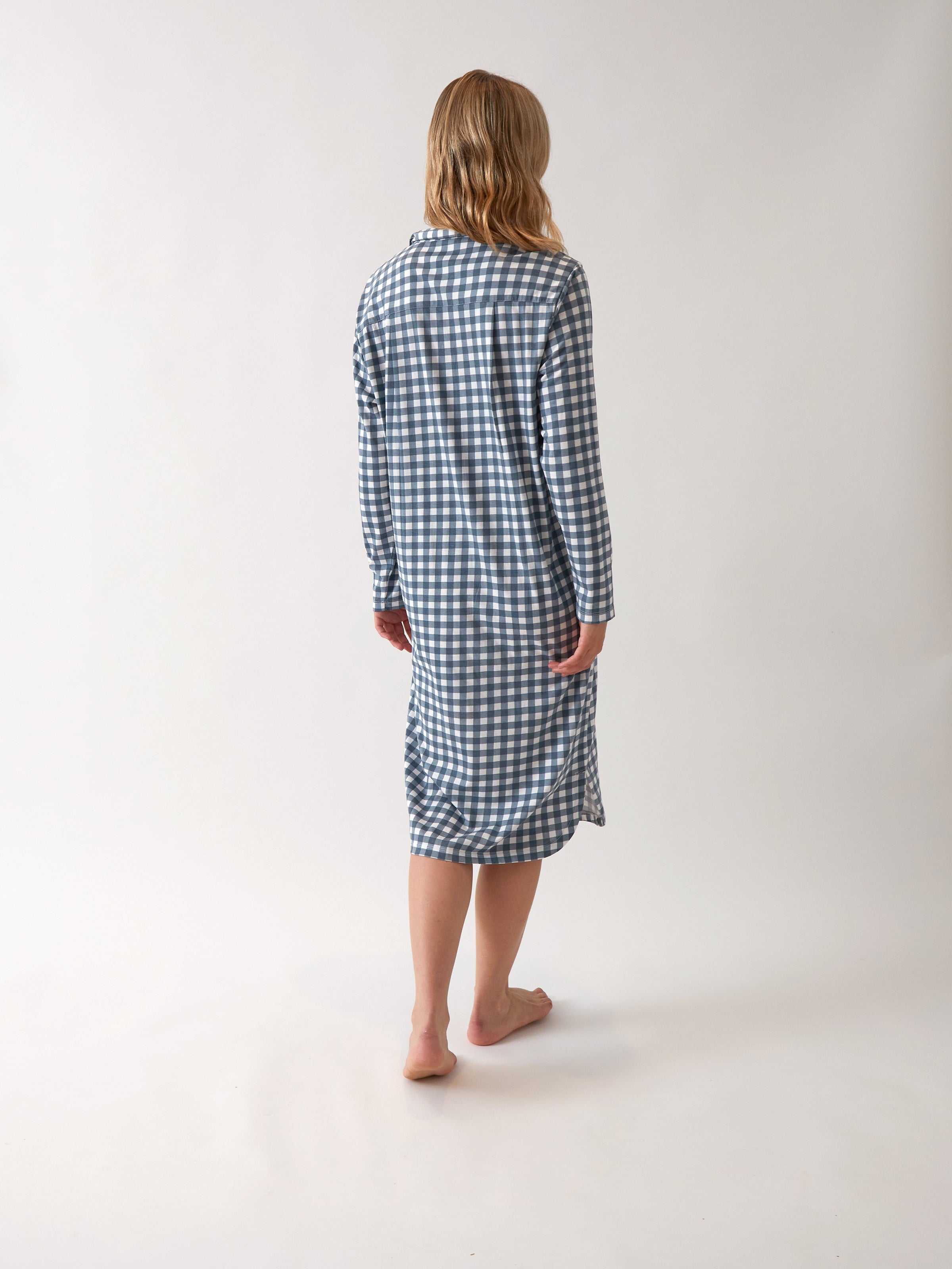 August Organic Cotton Knit Nightshirt | Blue Gingham-4
