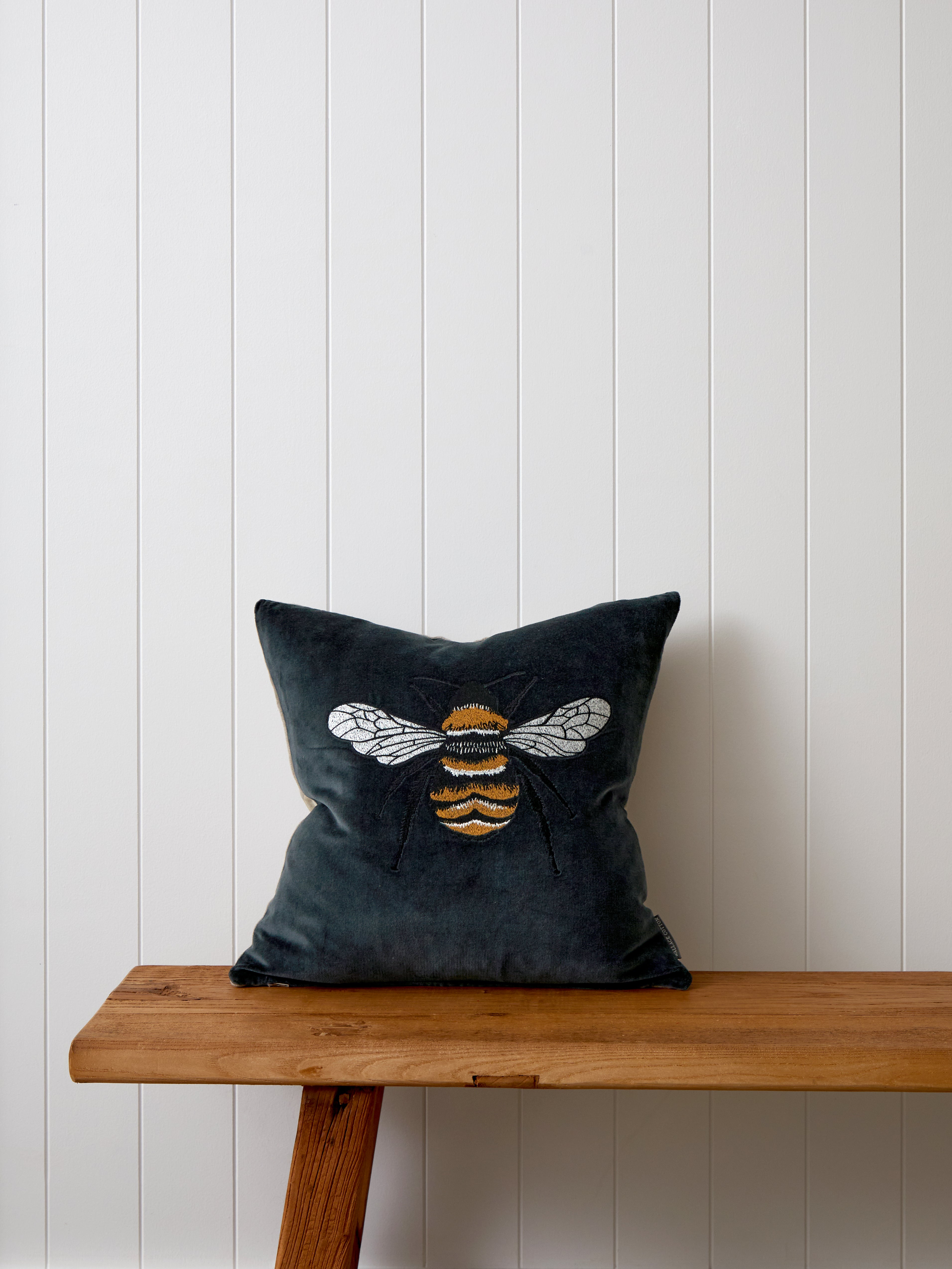 Bee Embroidered Square Cushion Cover – Wallace Cotton