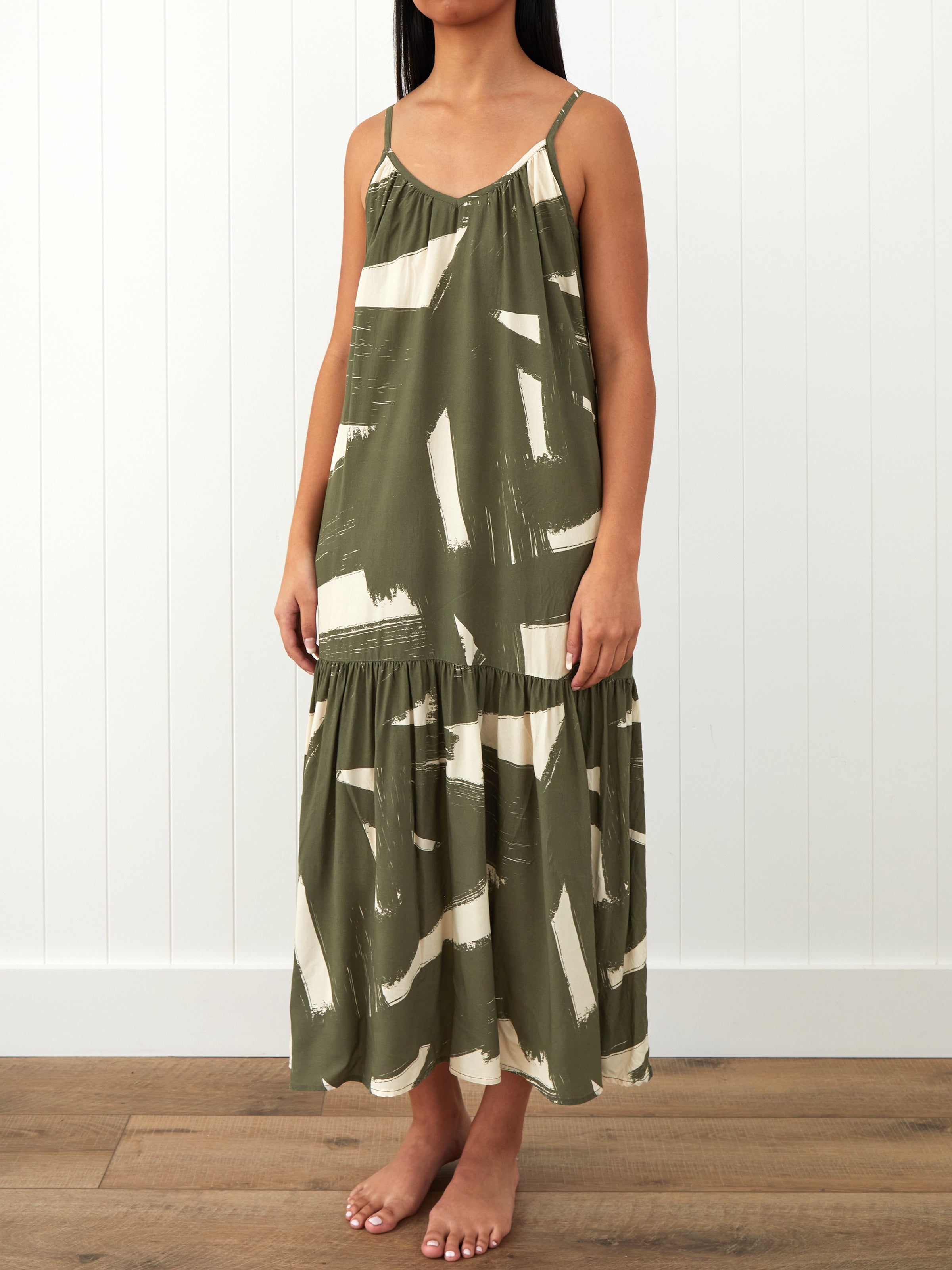Belize Modal Strappy Dress | Olive Natural-1