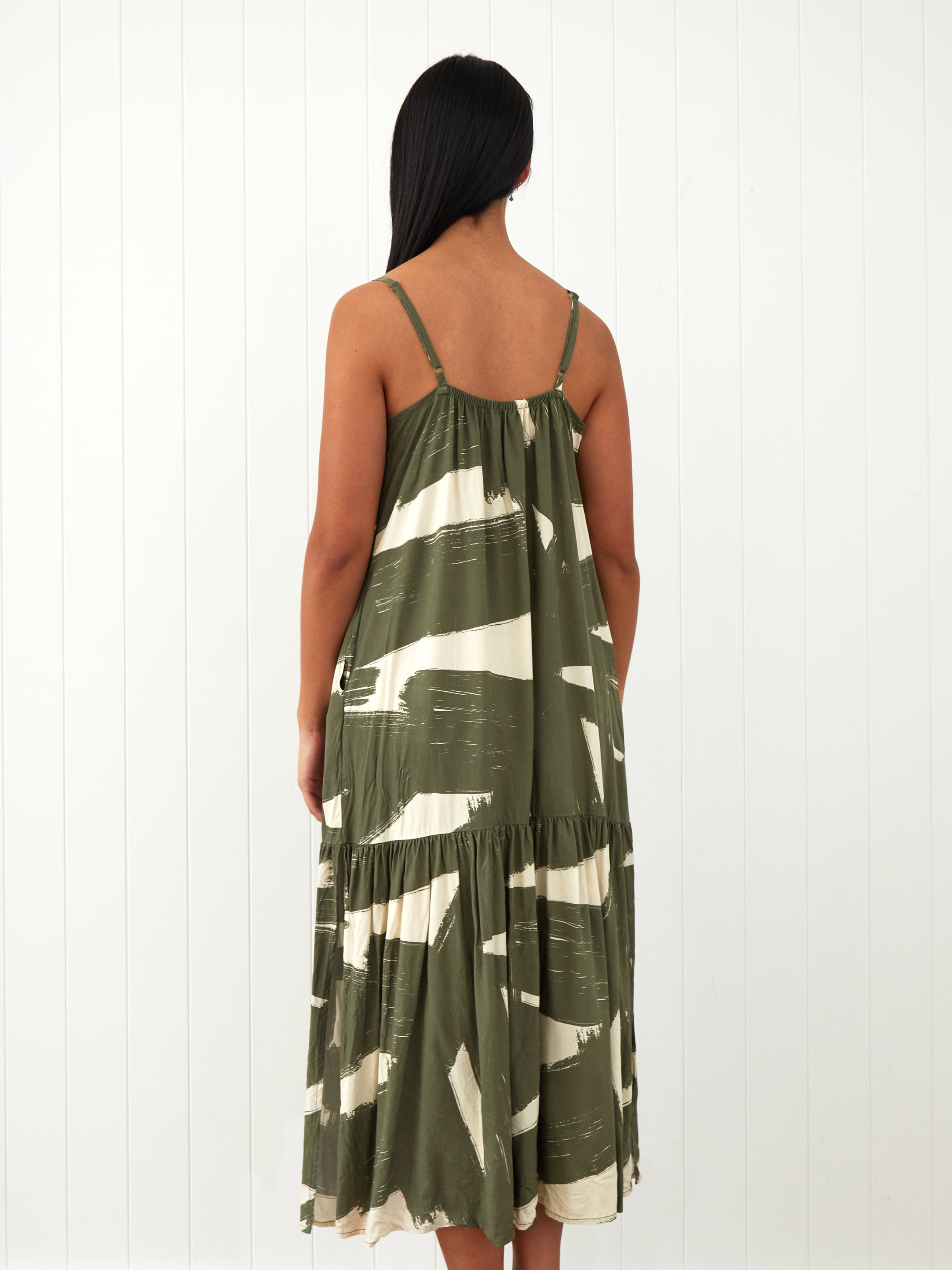 Belize Modal Strappy Dress | Olive Natural-4