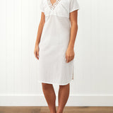 Colette Cap Sleeve Nightie | White-1