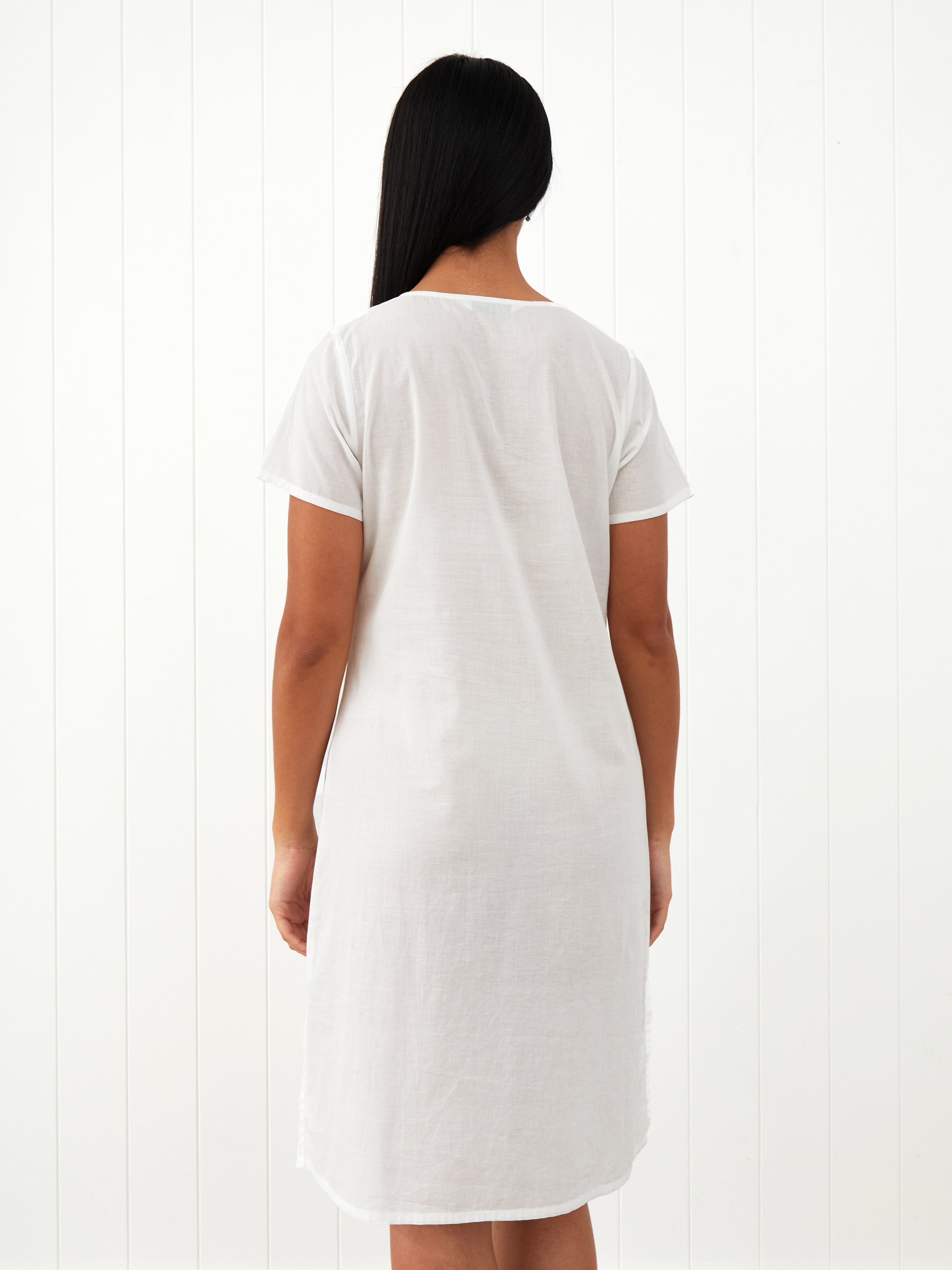 Colette Cap Sleeve Nightie | White-4