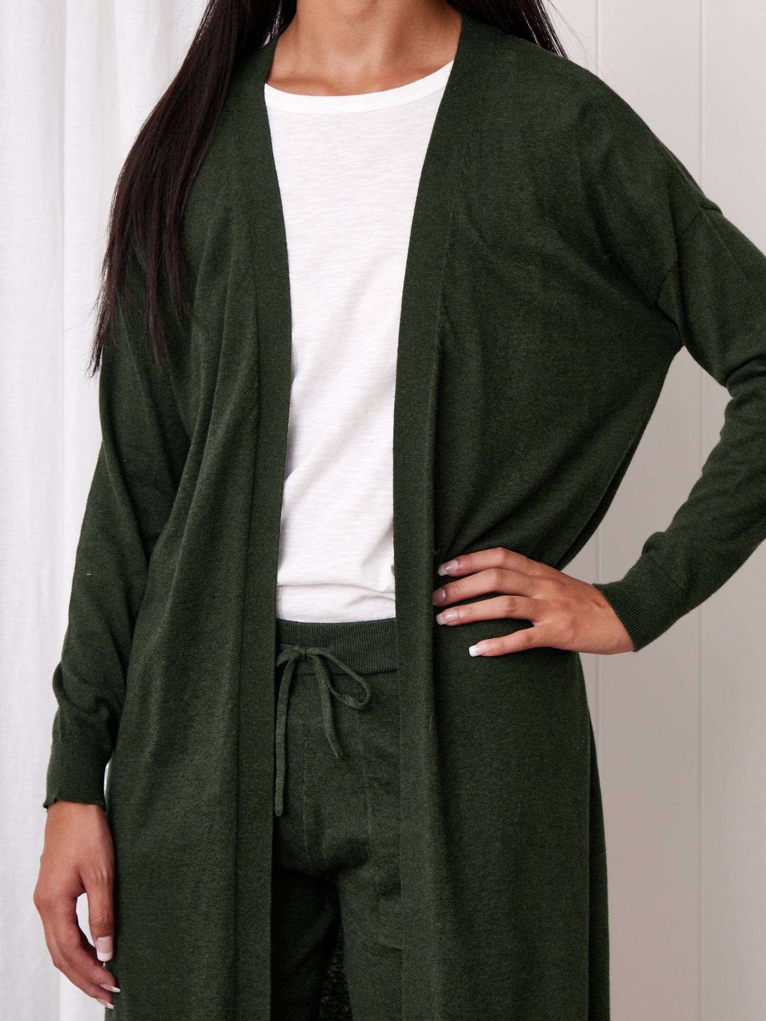 Cotton Cashmere Cardi | Green-3