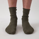 Cotton Cashmere Men's Socks Pair | Olive-1