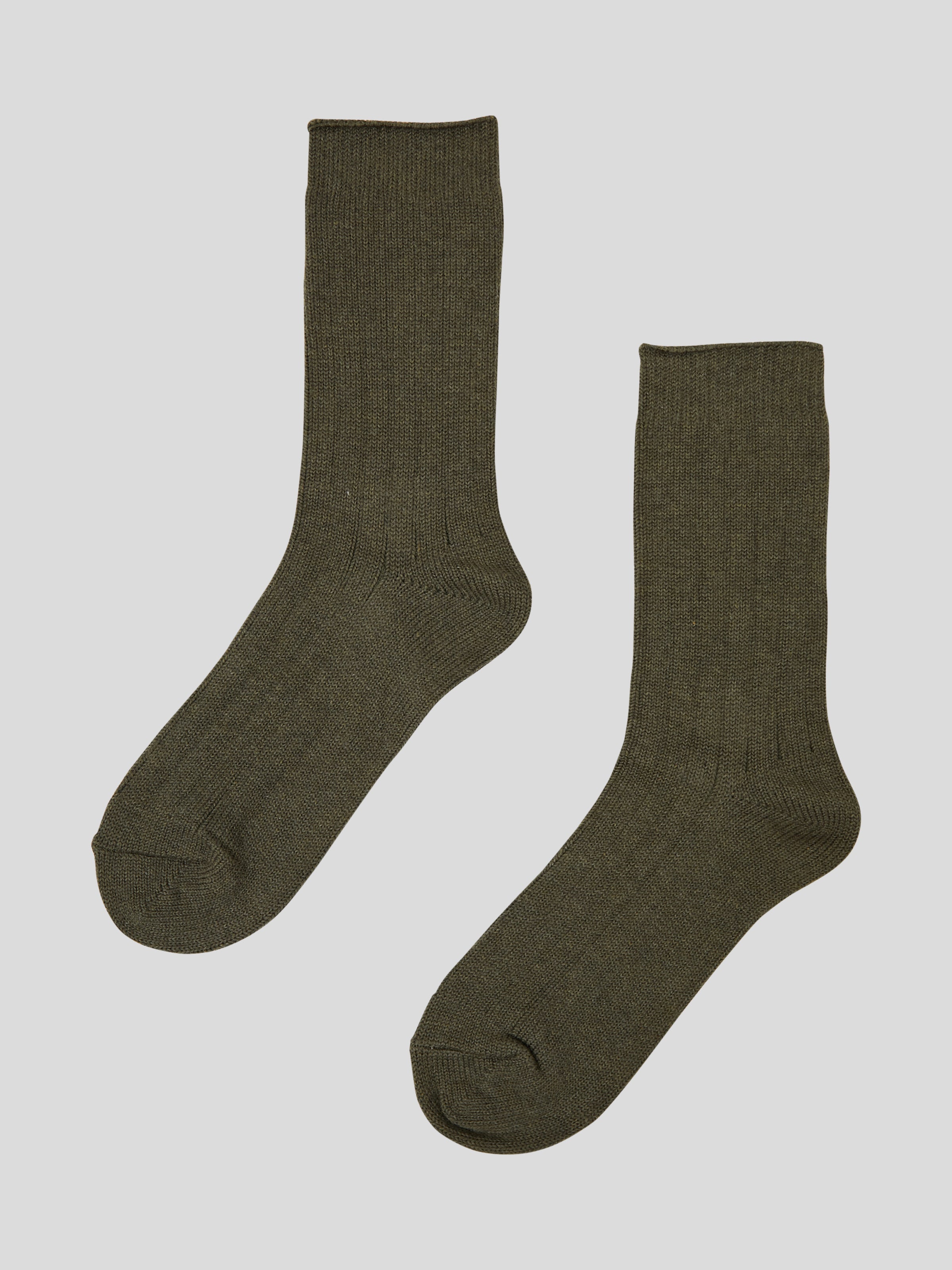 Cotton Cashmere Men's Socks Pair | Olive-3