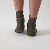 Cotton Cashmere Men's Socks Pair | Olive-4