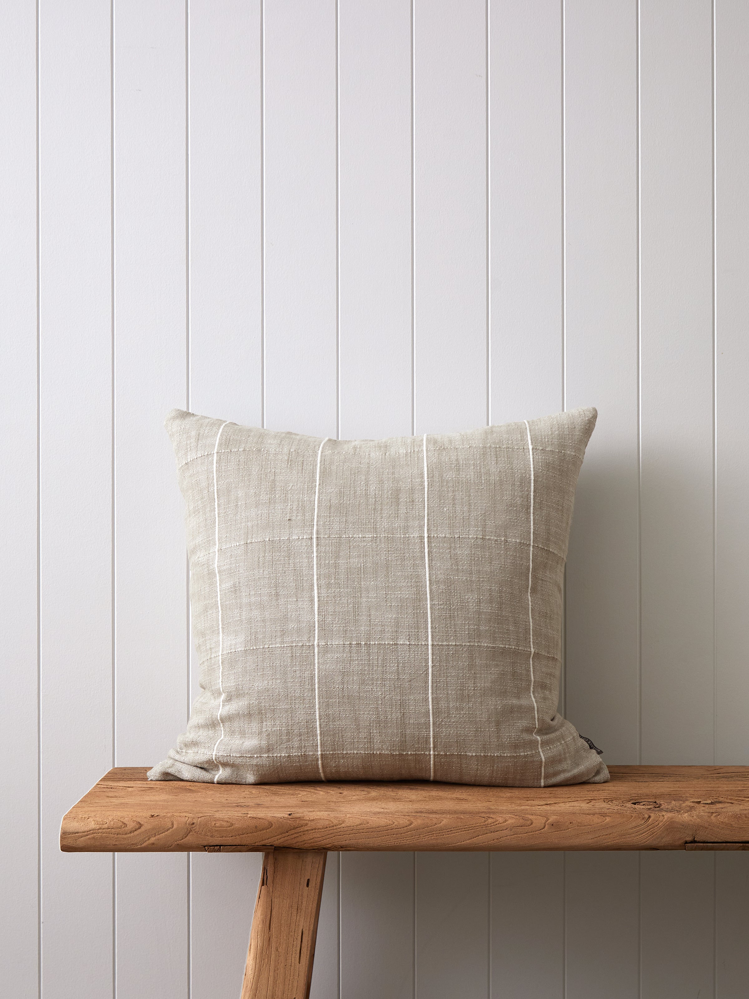 Echo Large Square Cushion Cover | Natural Check-1