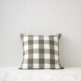 Kawakawa European Pillowcase | Olive Gingham-1