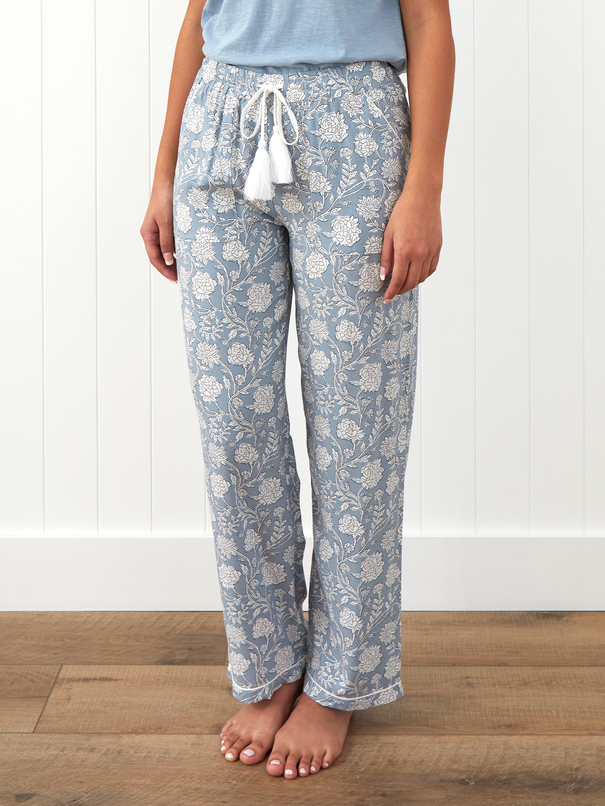 Kira PJ Pants | Blue Floral-1