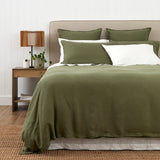 Loft Linen Duvet Cover Set in Olive | Olive-1