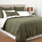Loft Linen Duvet Cover Set in Olive | Olive-3