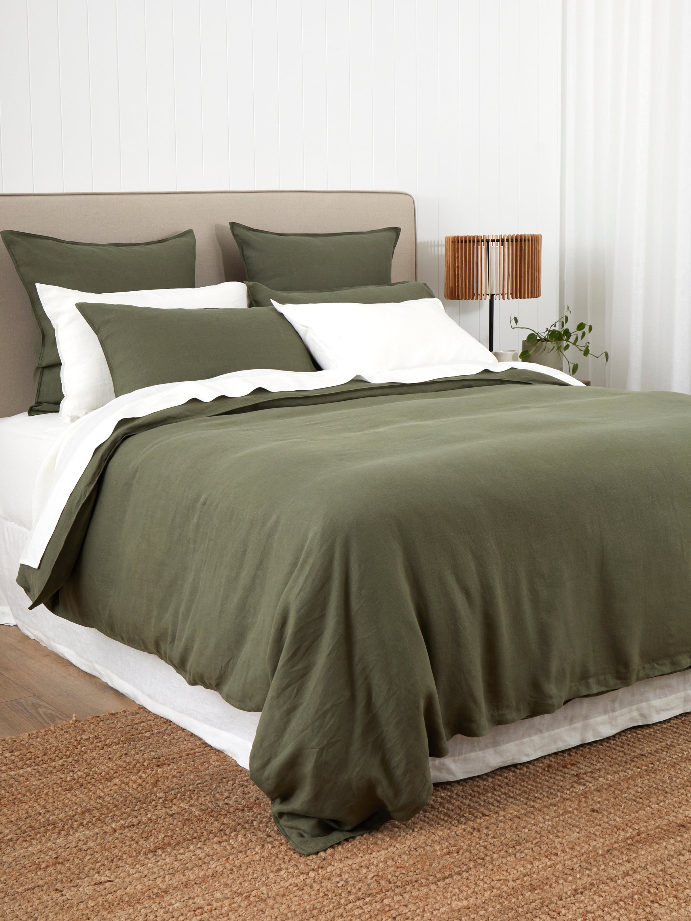 Loft Linen Duvet Cover Set in Olive | Olive-3