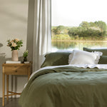 Loft Linen Duvet Cover Set in Olive | Olive-5