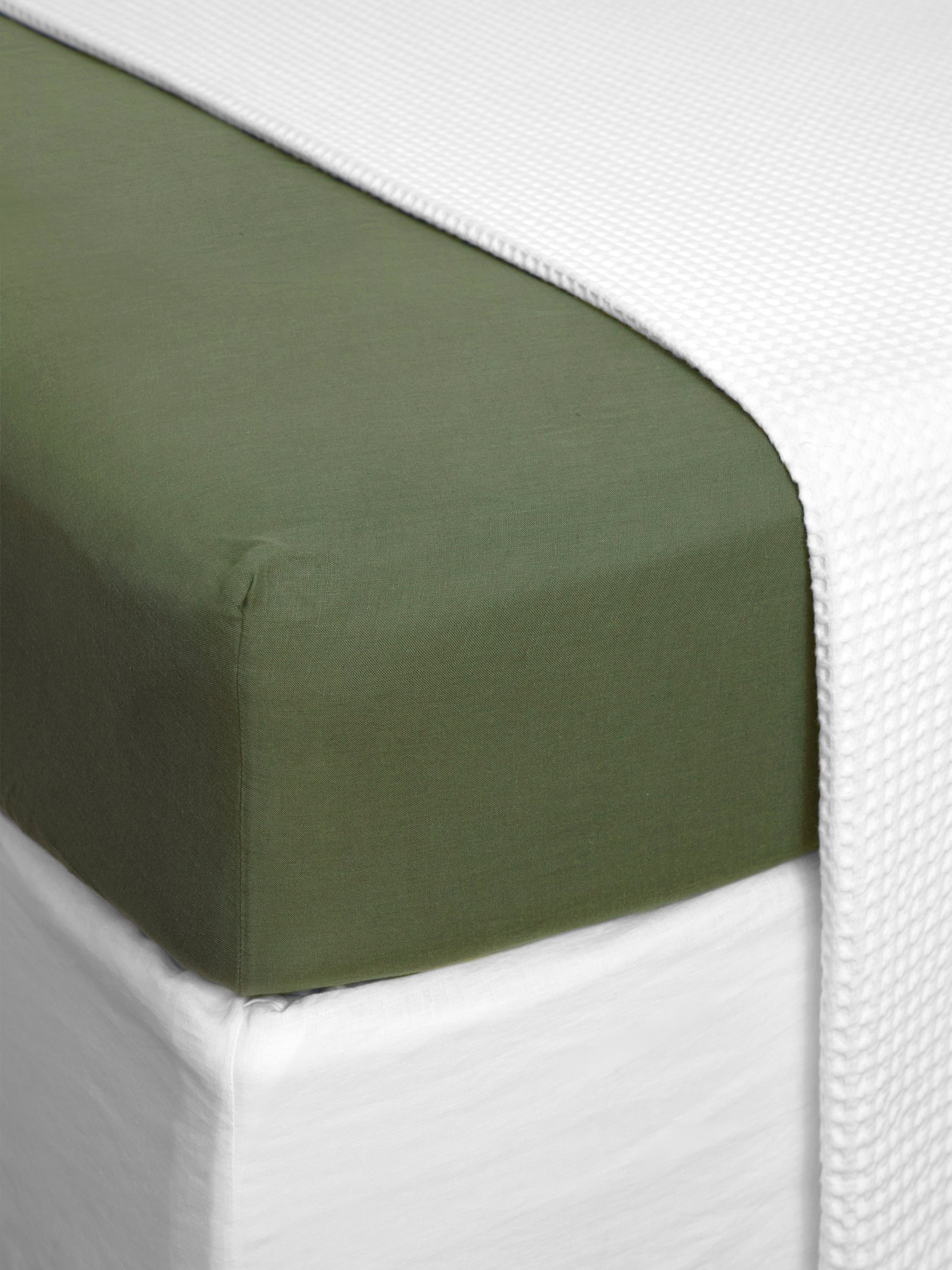 Loft Linen Fitted Sheet | Forest Green-1