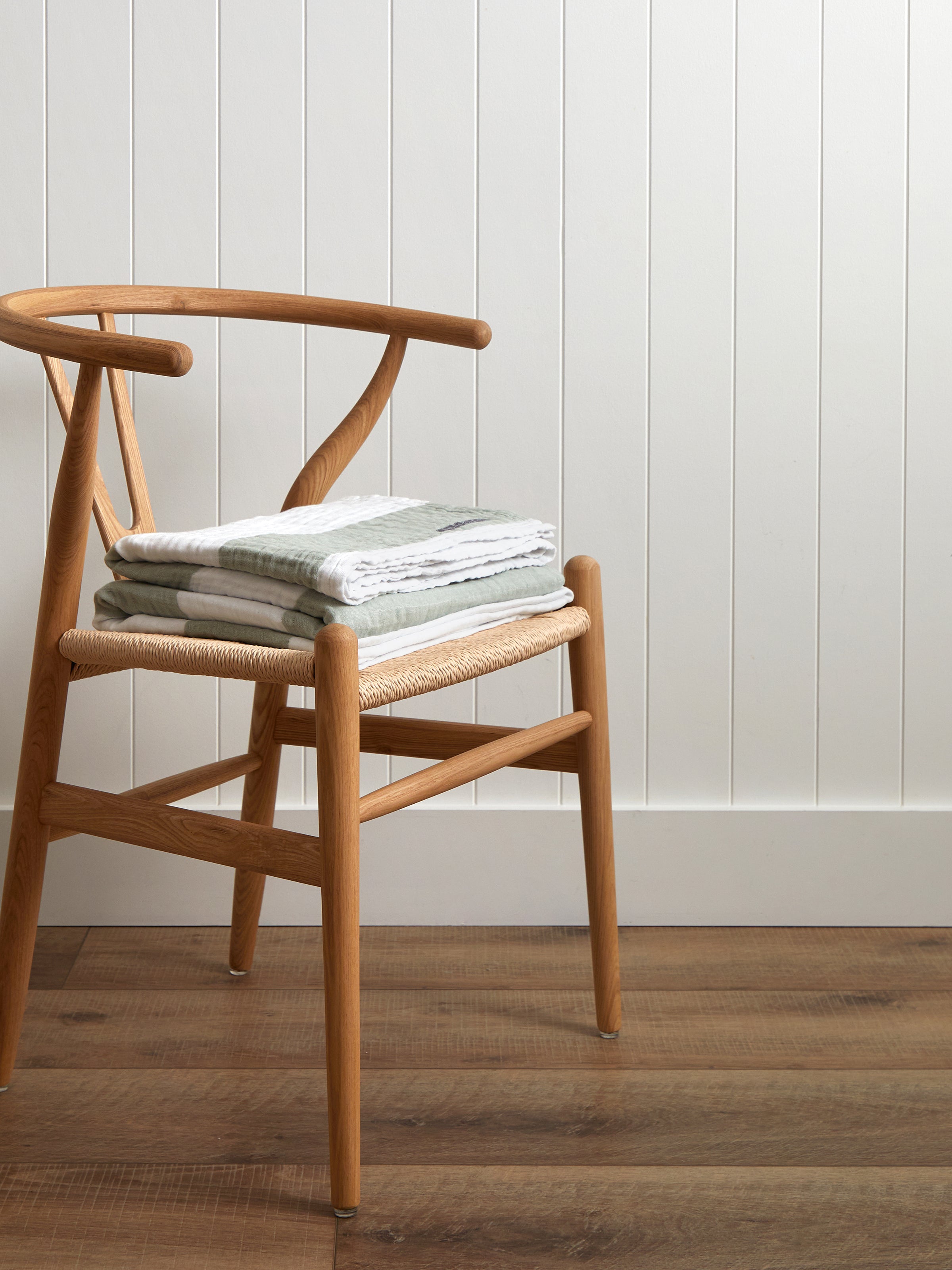 Luca Muslin Blanket | Sage Stripe-1