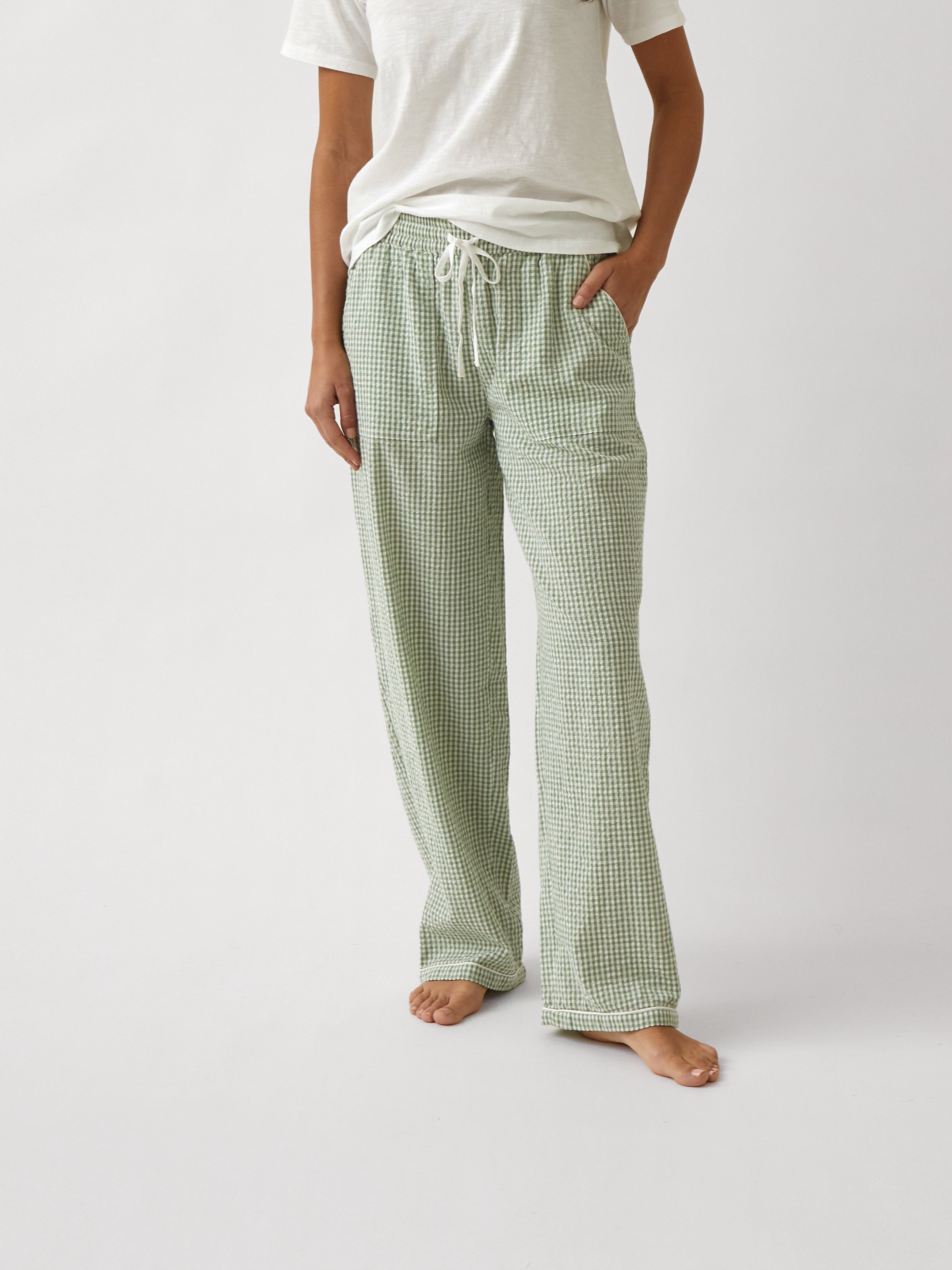 Lucie PJ Pants | Green Gingham-1