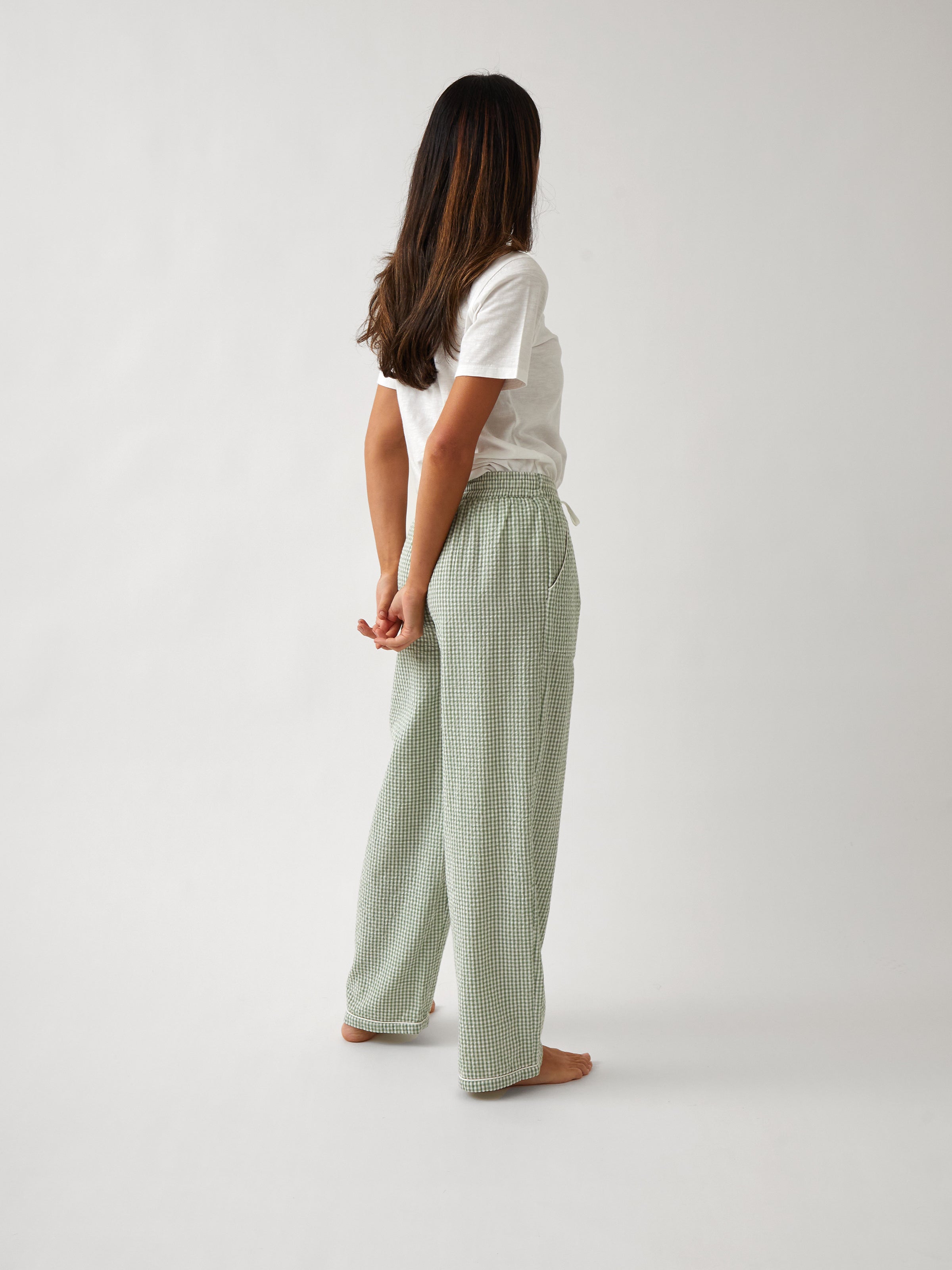 Lucie PJ Pants | Green Gingham-4
