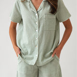 Lucie PJ Shirt | Green Gingham-1
