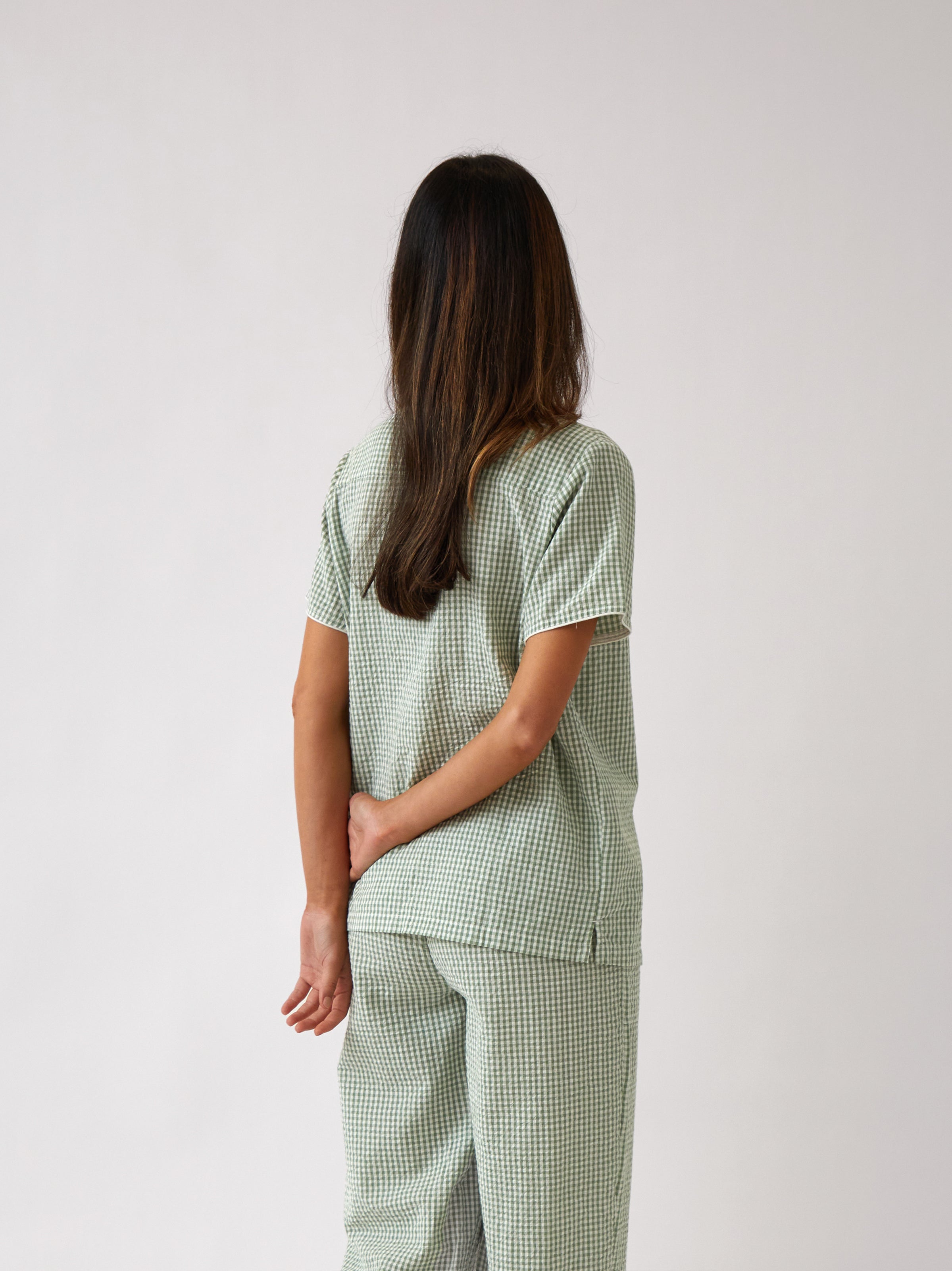 Lucie PJ Shirt | Green Gingham-4