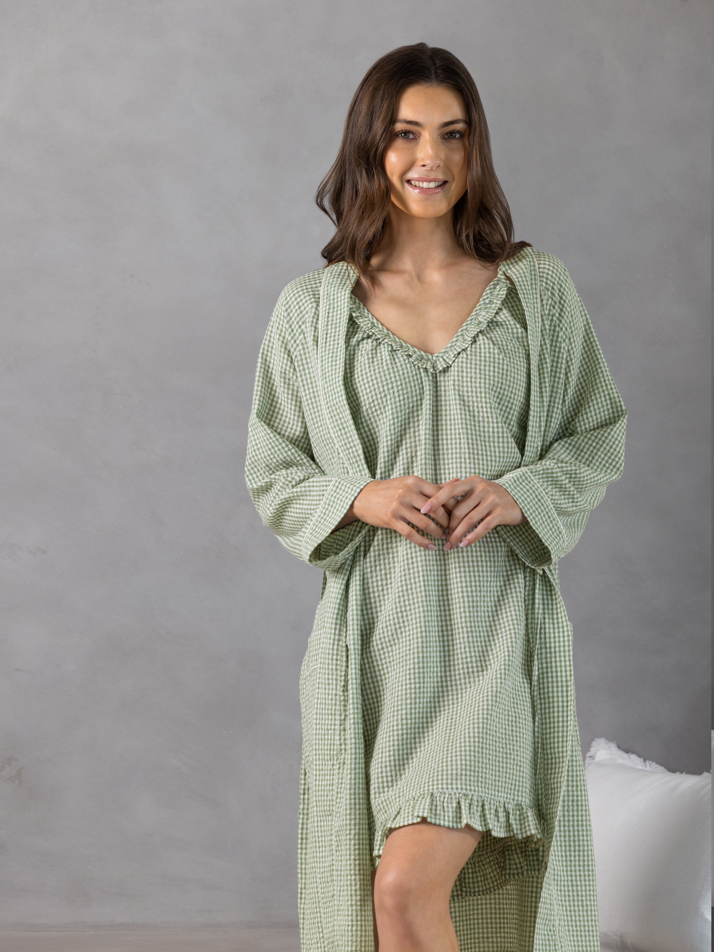 Lucie Robe | Green Gingham-3