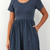 Malta Poplin Dress | Ink-3