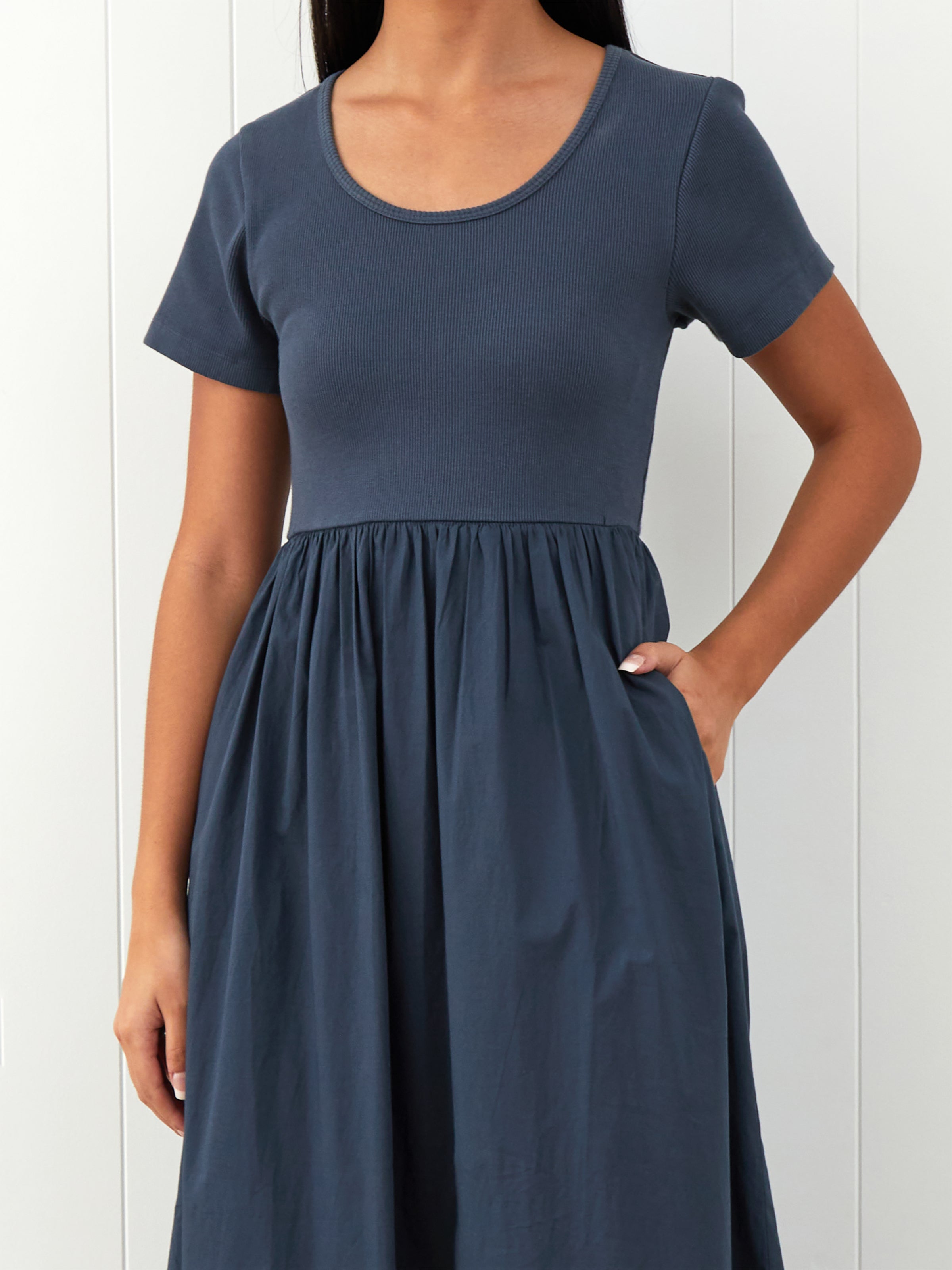 Malta Poplin Dress | Ink-3