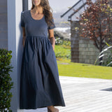 Malta Poplin Dress | Ink-5