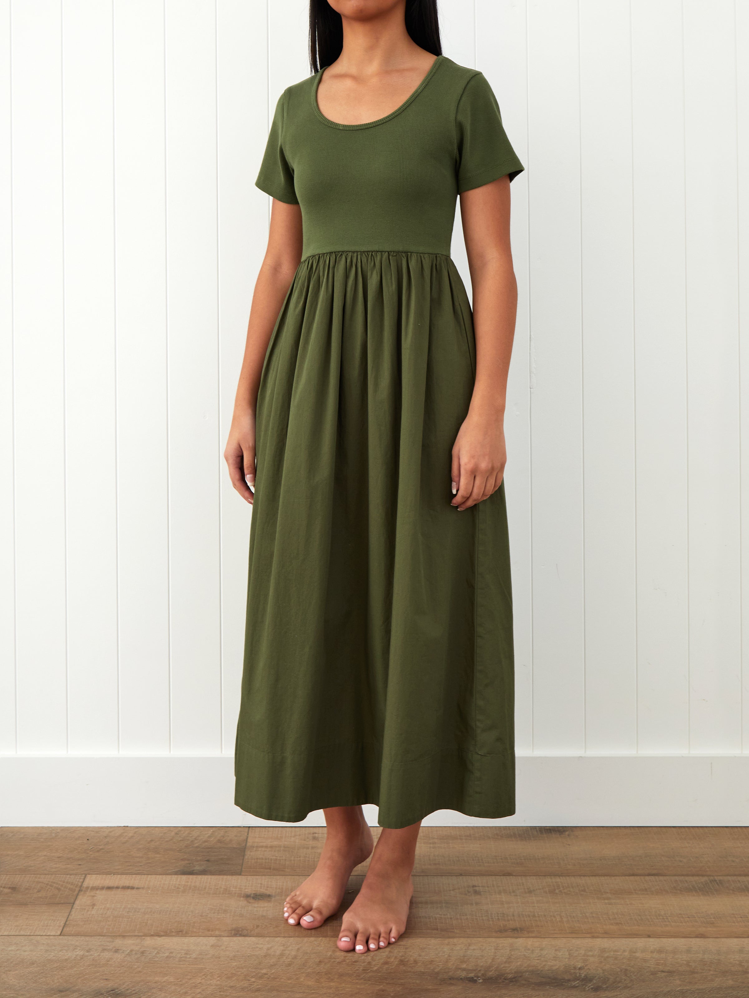 Malta Poplin Dress | Olive-1