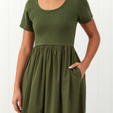 Malta Poplin Dress | Olive-3