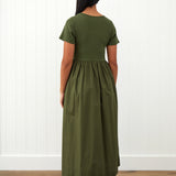 Malta Poplin Dress | Olive-4