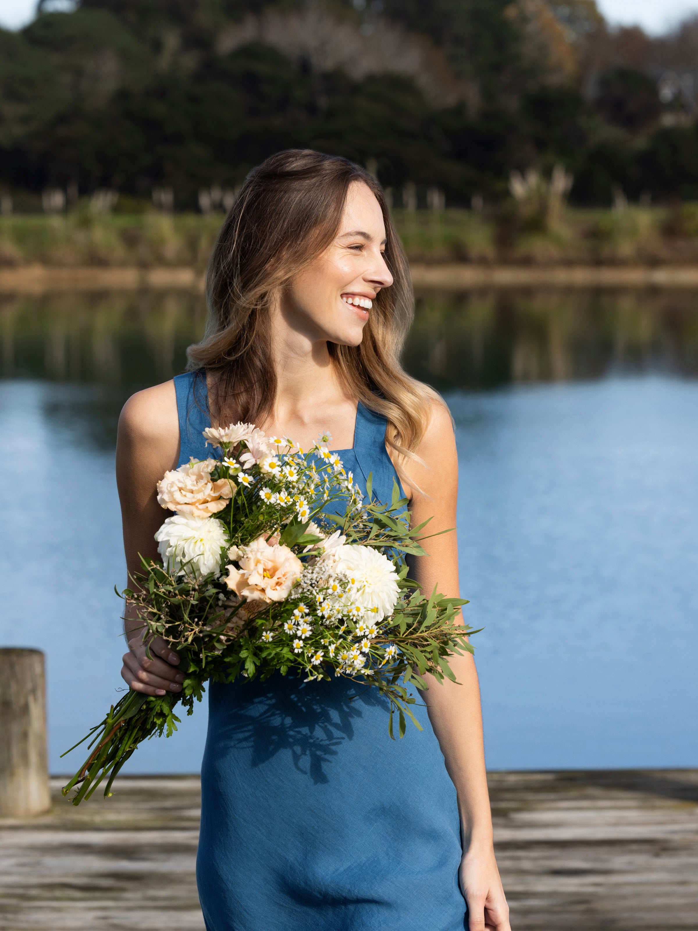 Monaco Linen Bias Dress | Ocean-5