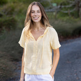 Monaco Linen Gathered Top | Butter-3