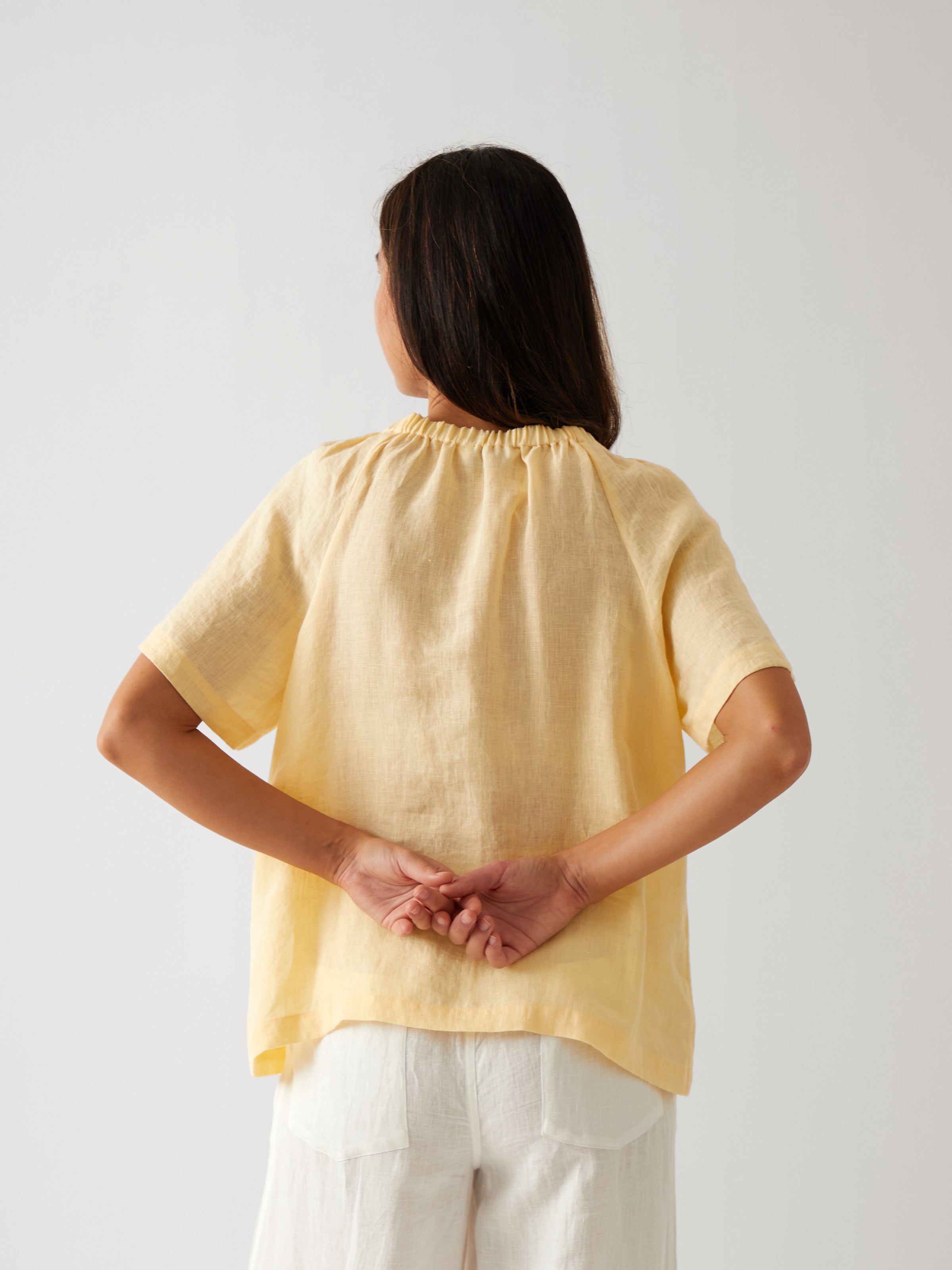 Monaco Linen Gathered Top | Butter-4