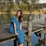 Monaco Linen Gathered Top | Ocean-3