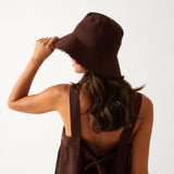 Monaco Linen Hat | Chocolate-1
