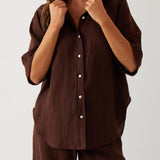 Monaco Linen Shirt | Chocolate-1
