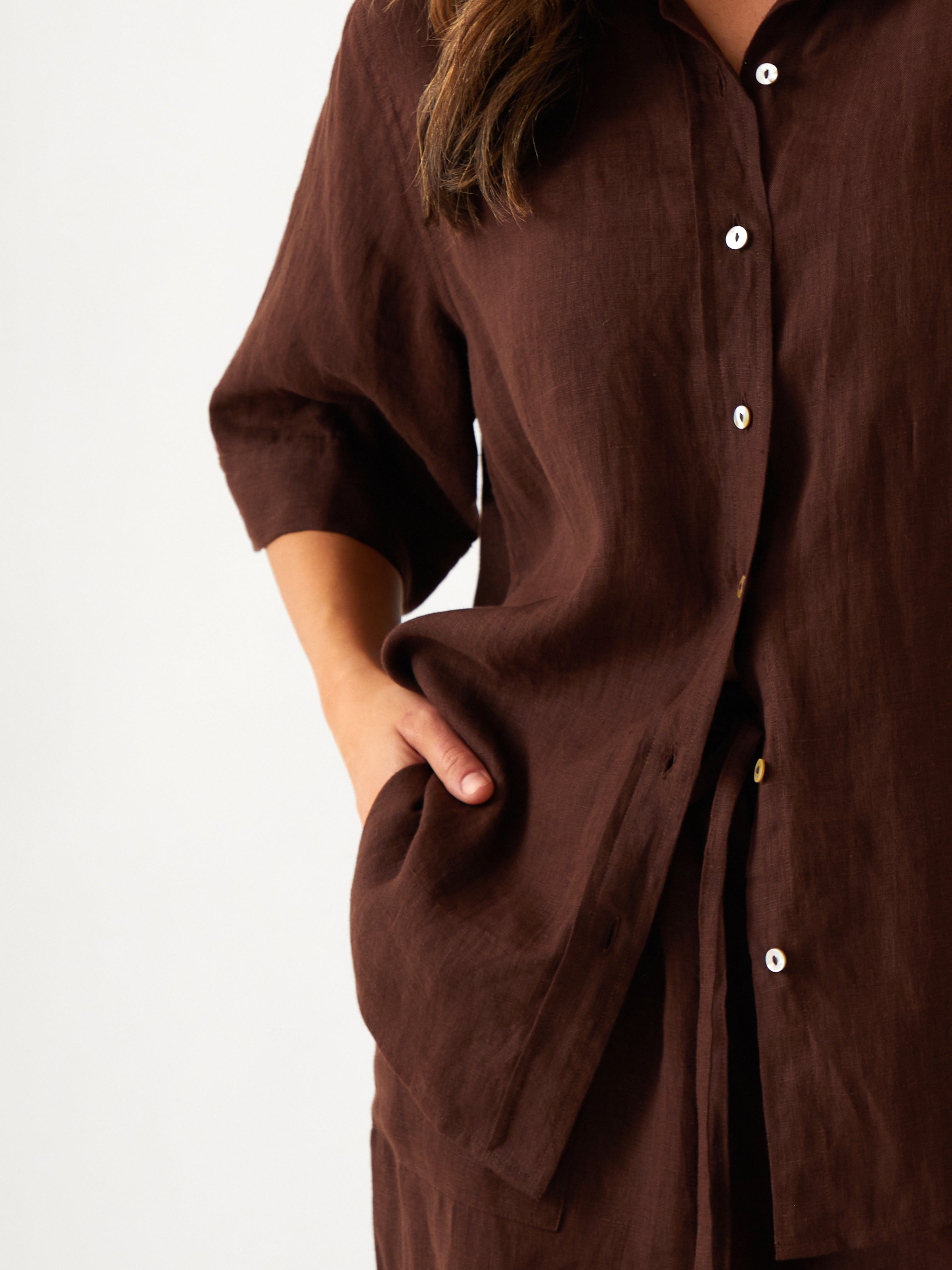 Monaco Linen Shirt | Chocolate-2