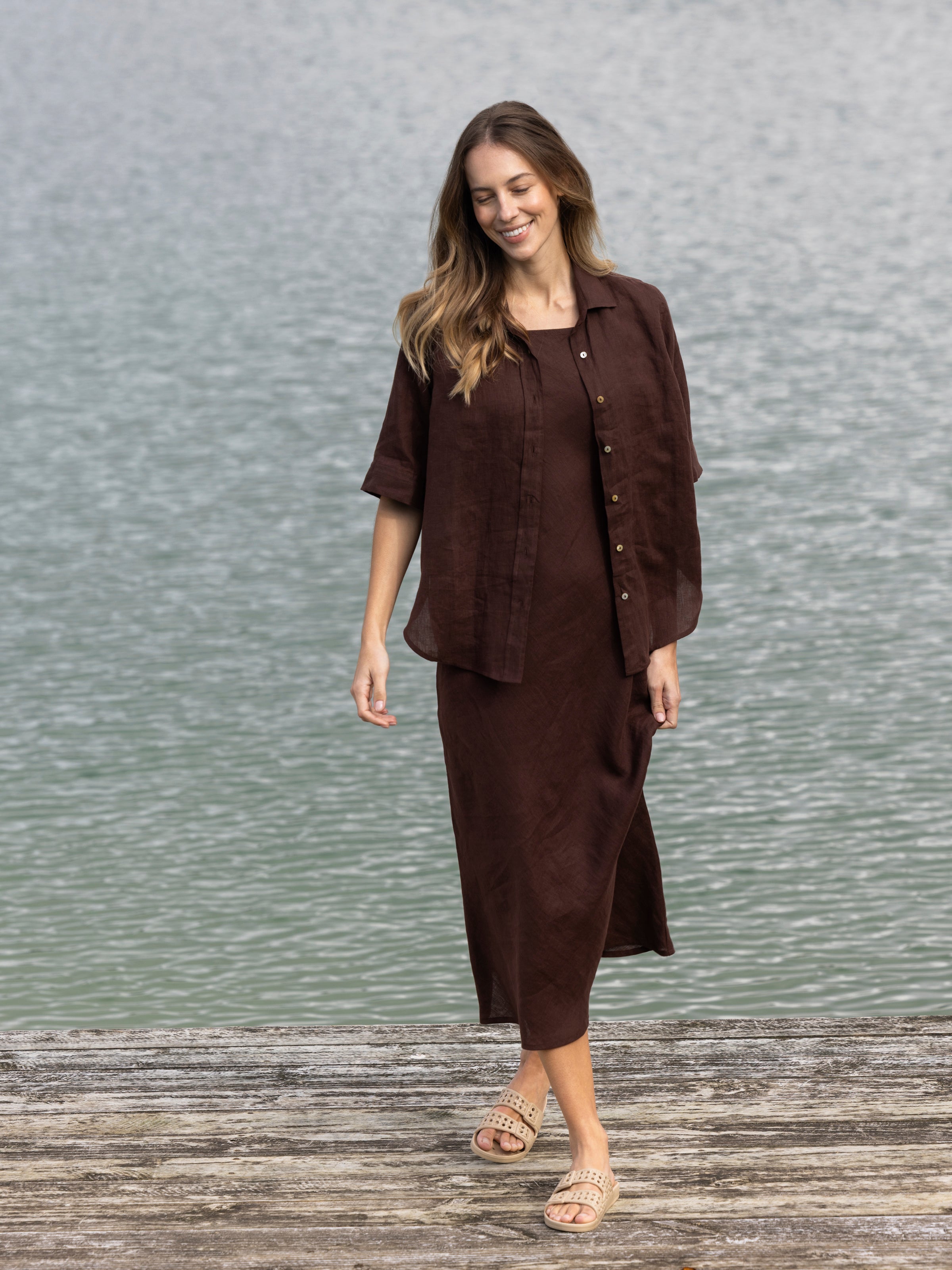 Monaco Linen Shirt | Chocolate-3