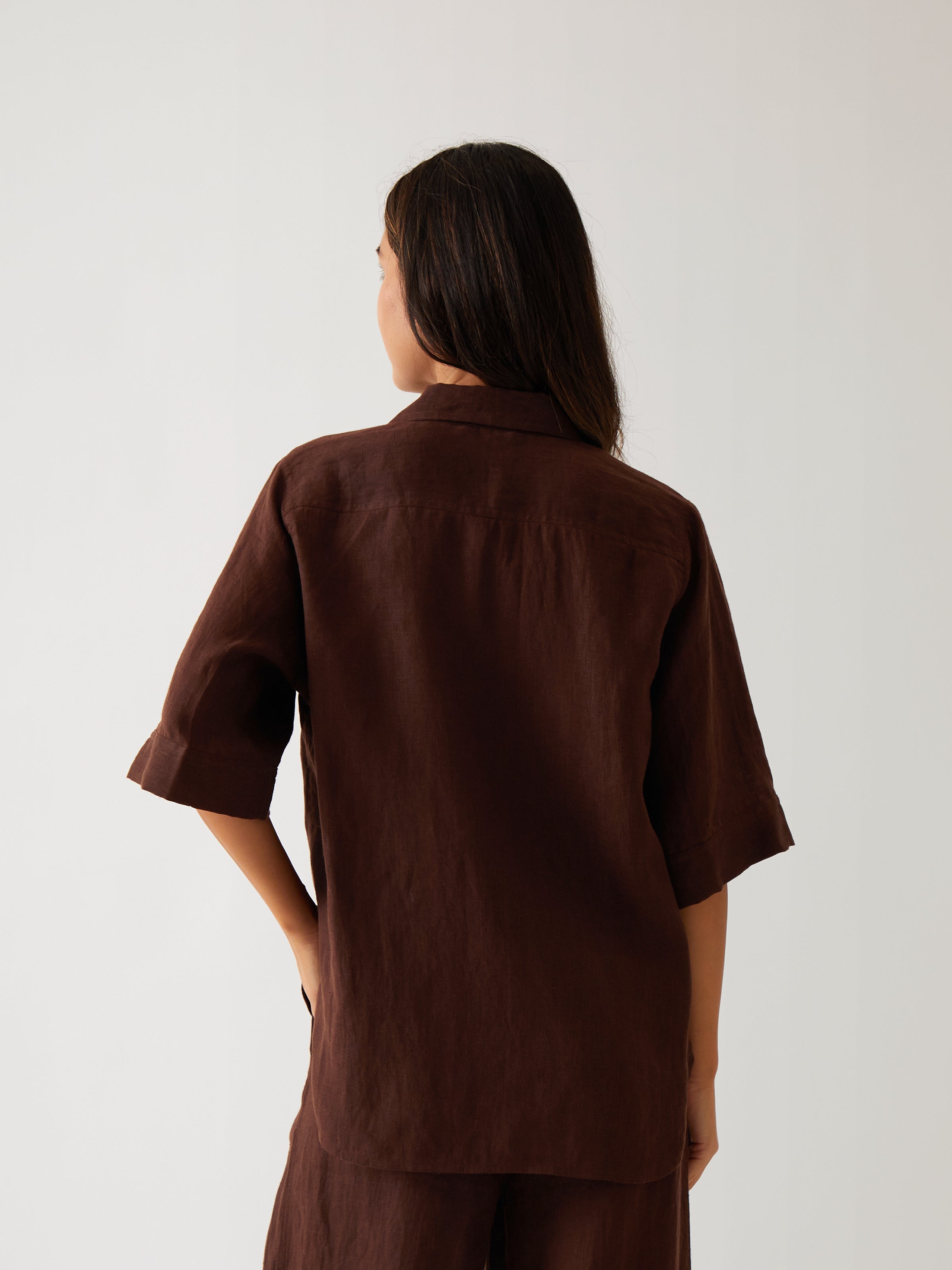 Monaco Linen Shirt | Chocolate-4