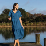Monaco Linen Tier Dress | Ocean-3