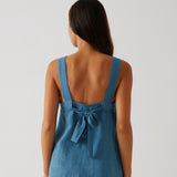 Monaco Linen Wide Strap Top | Ocean-4