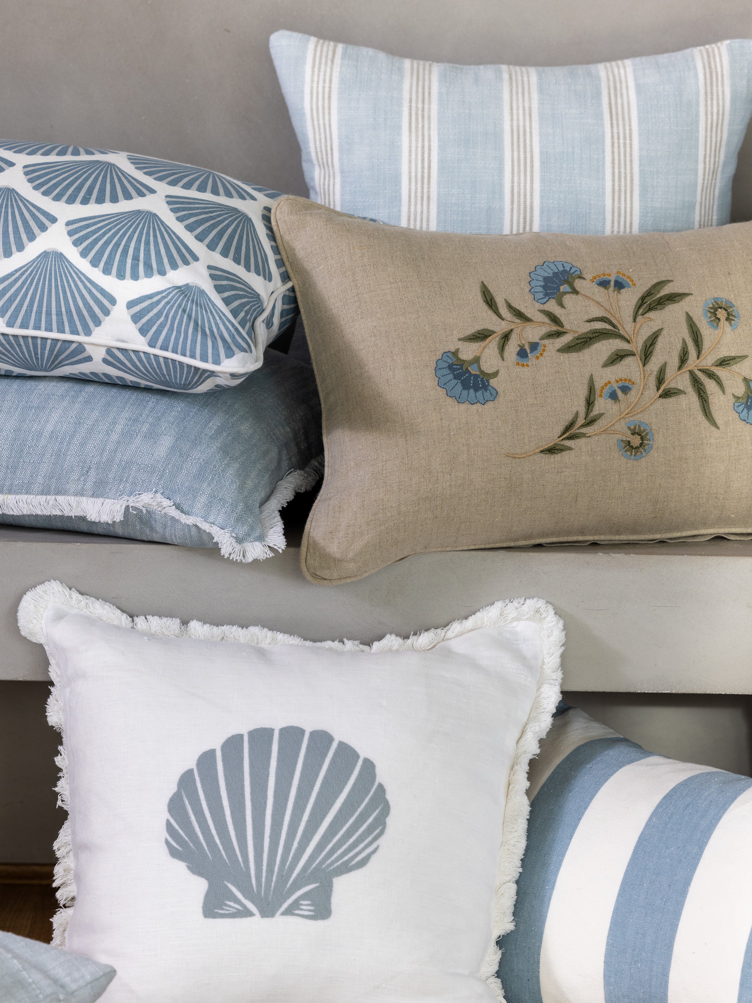 Olsen Square Cushion Cover | Blue Stripe-2