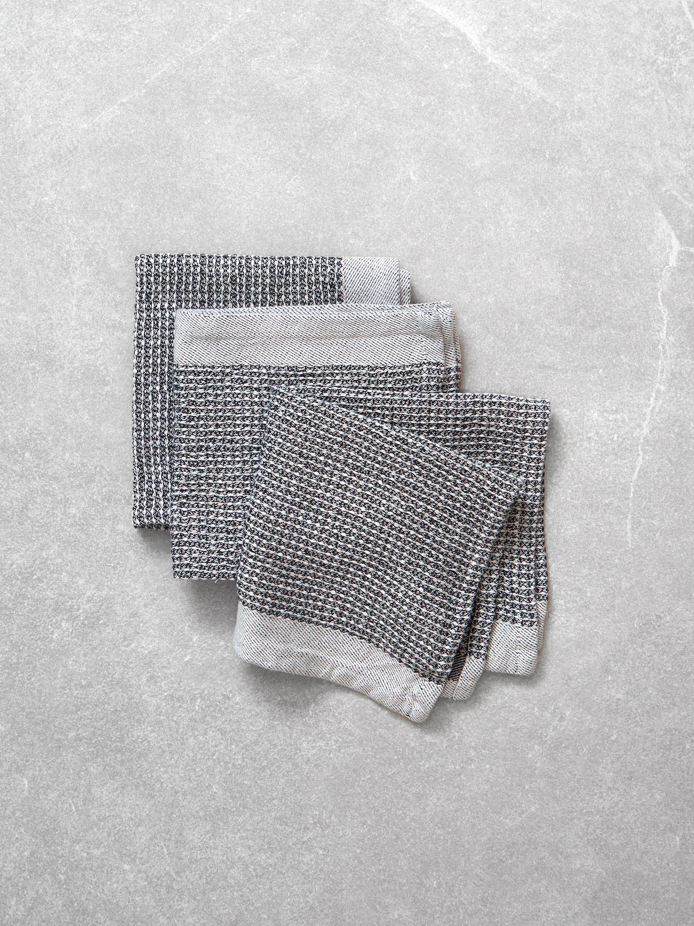 Organic Cotton Waffle Washcloth Set of 3 | Black White-1