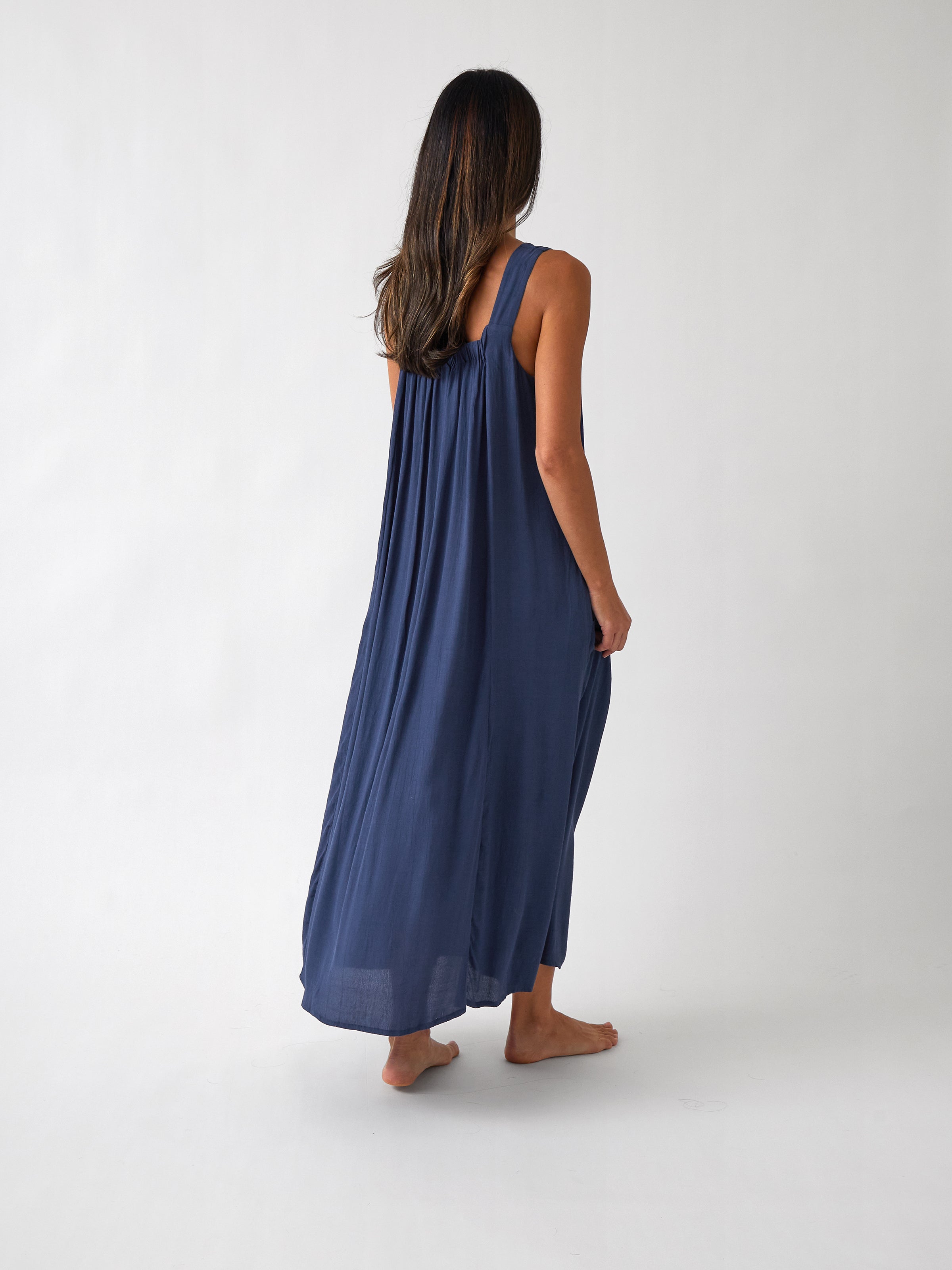Palmero Rayon Dress | Navy-4