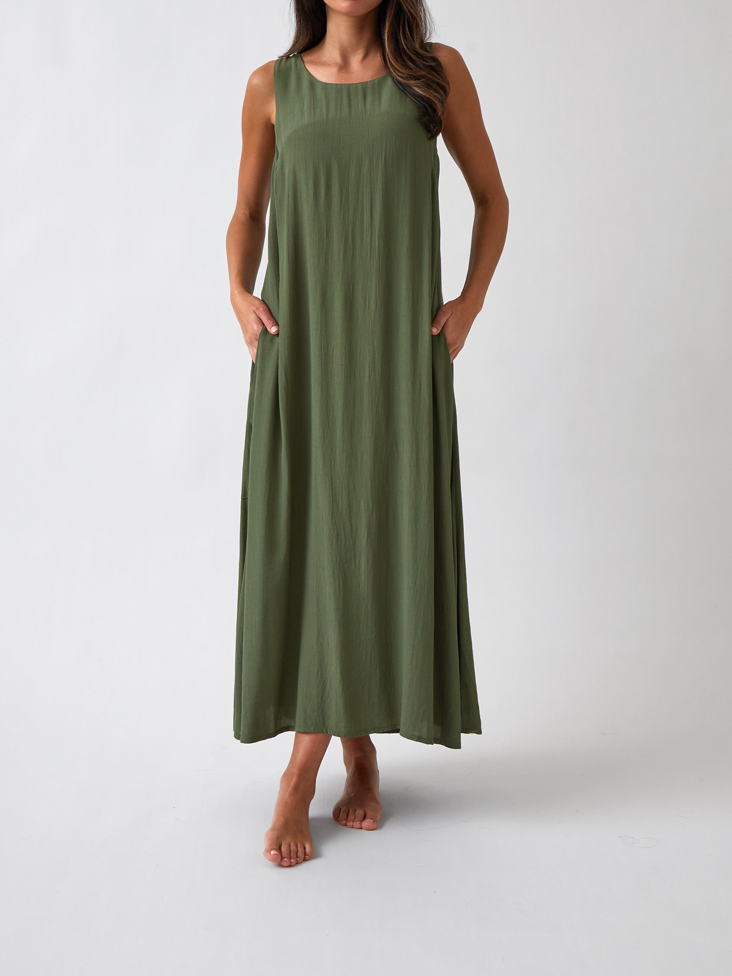 Palmero Rayon Dress | Olive-1