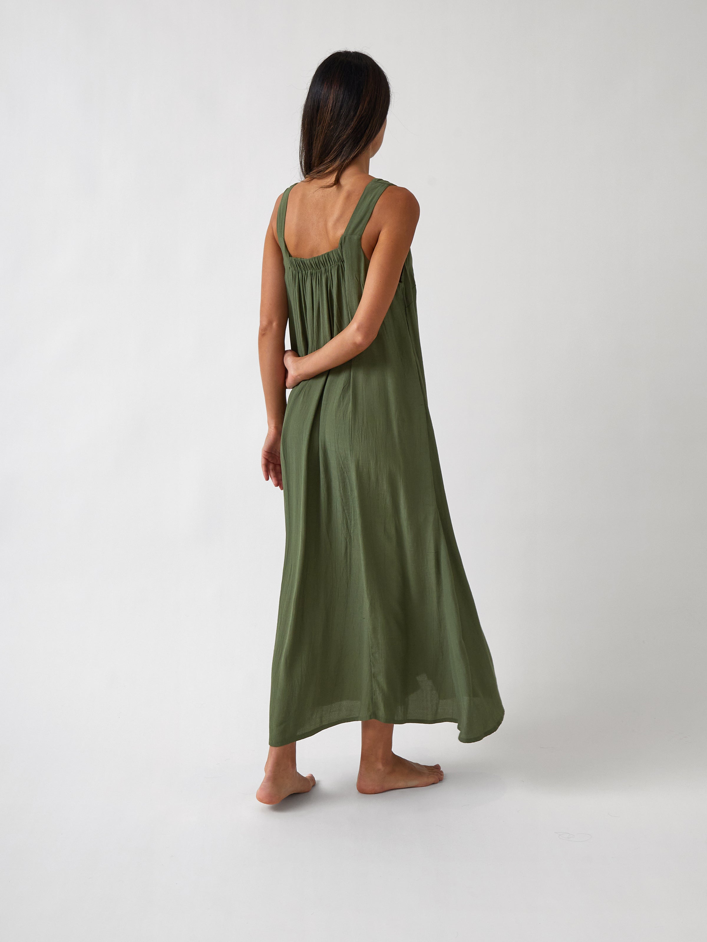Palmero Rayon Dress | Olive-4
