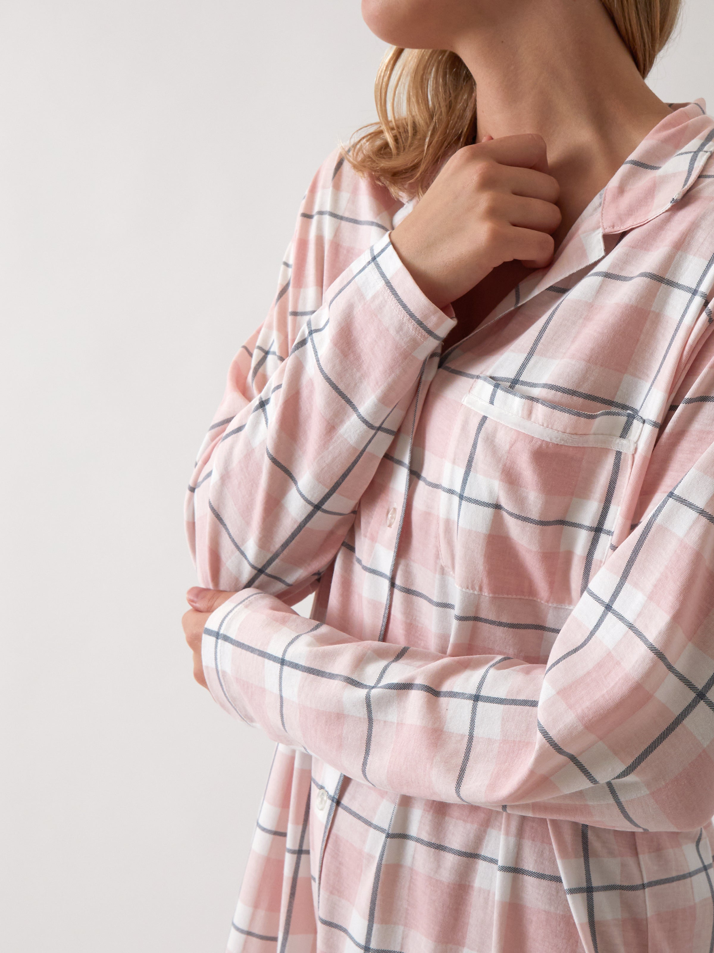 Penny Organic Cotton Knit Nightshirt | Pink Gingham-2