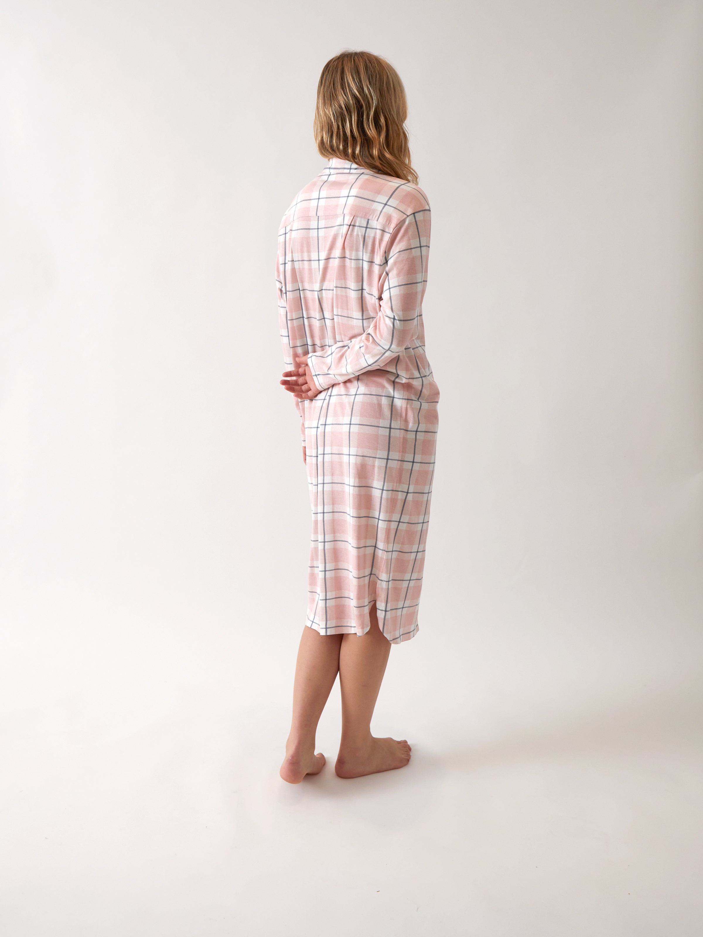 Penny Organic Cotton Knit Nightshirt | Pink Gingham-4