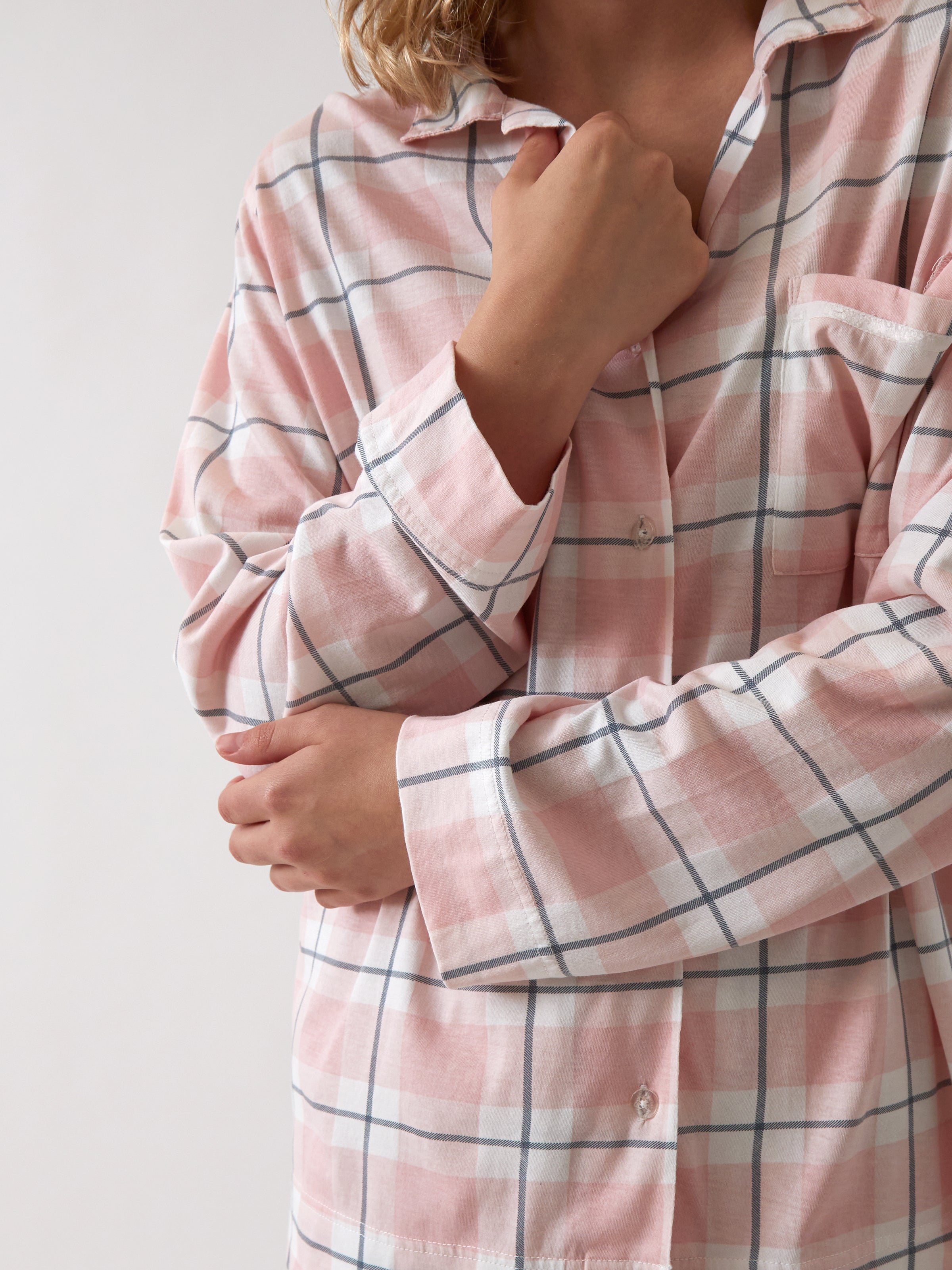 Penny Organic Cotton Knit PJ Shirt | Pink Gingham-2
